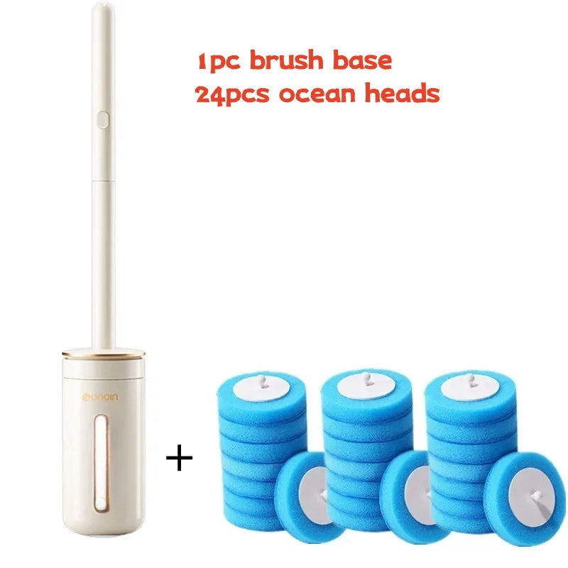 Disposable Toilet Brush with Replaceable Cleaning Heads