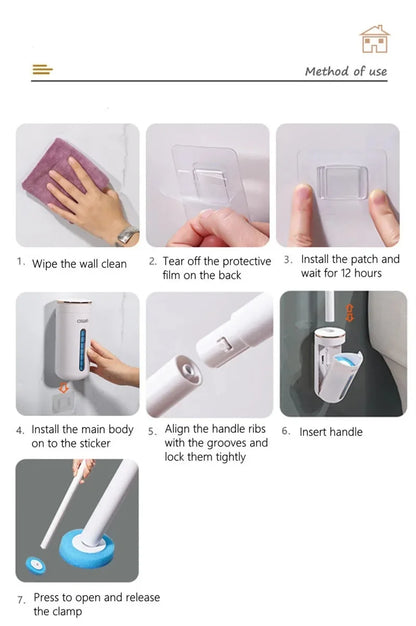 Disposable Toilet Brush with Replaceable Cleaning Heads