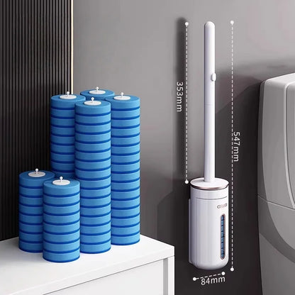 Disposable Toilet Brush with Replaceable Cleaning Heads