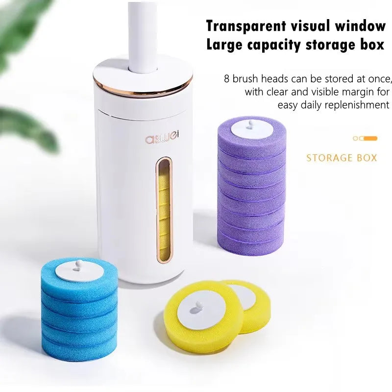 Disposable Toilet Brush with Replaceable Cleaning Heads