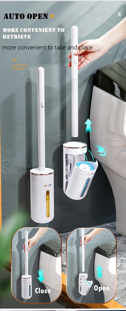 Disposable Toilet Brush with Replaceable Cleaning Heads