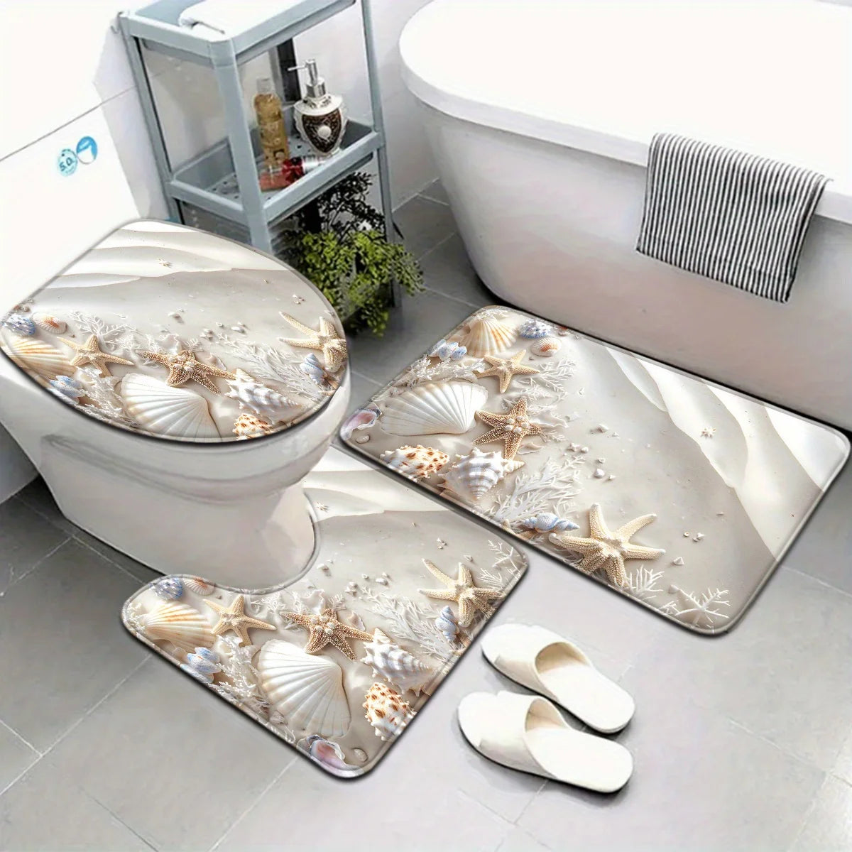 Sea Star and Shell Bathroom Set Mat