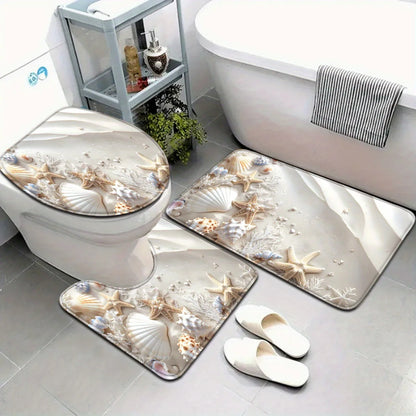 Sea Star and Shell Bathroom Set Mat