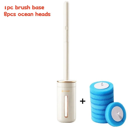 Disposable Toilet Brush with Replaceable Cleaning Heads
