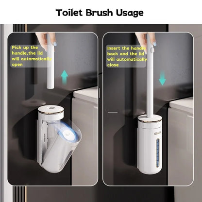 Disposable Toilet Brush with Replaceable Cleaning Heads