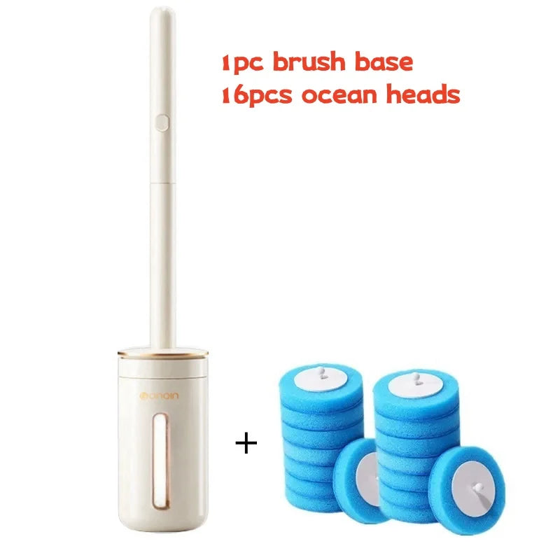 Disposable Toilet Brush with Replaceable Cleaning Heads