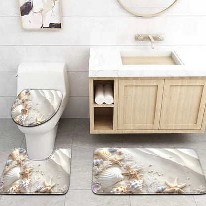 Sea Star and Shell Bathroom Set Mat